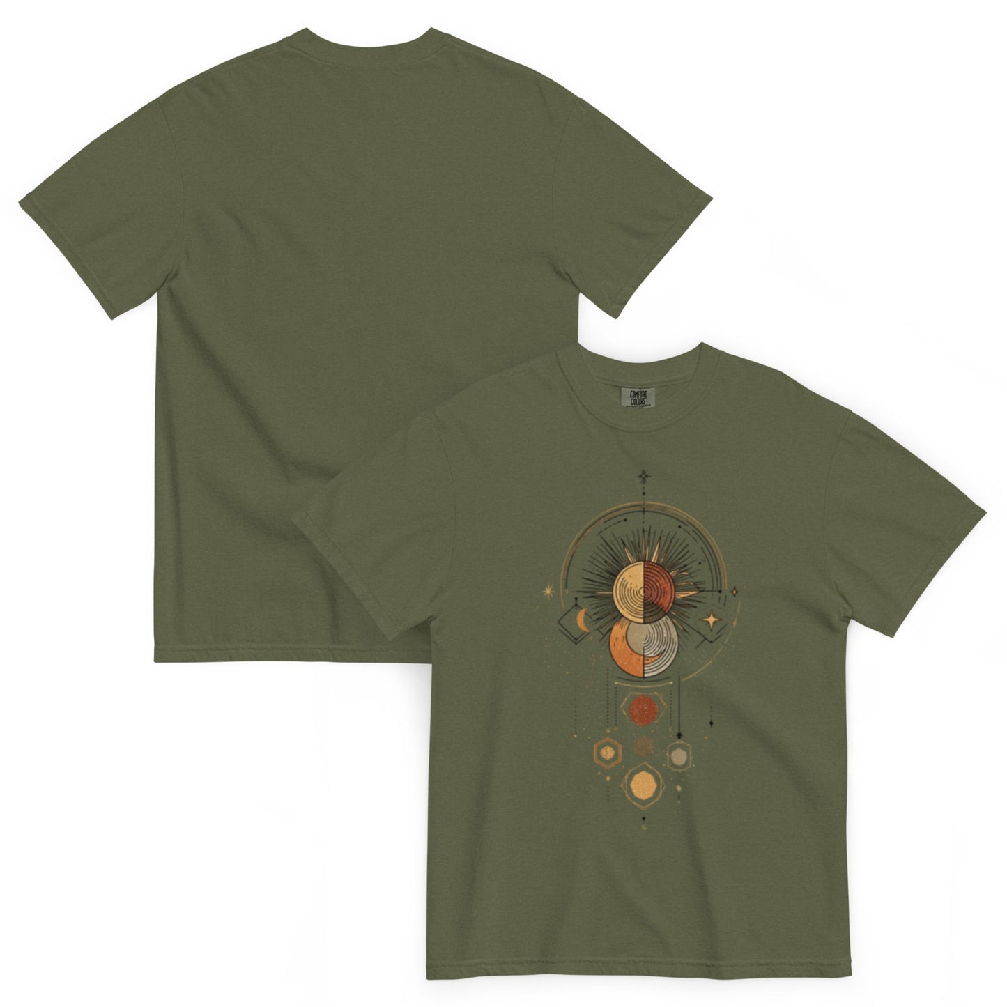 drop1 earth artwear t-shirt flatlay back side organic geometry pattern