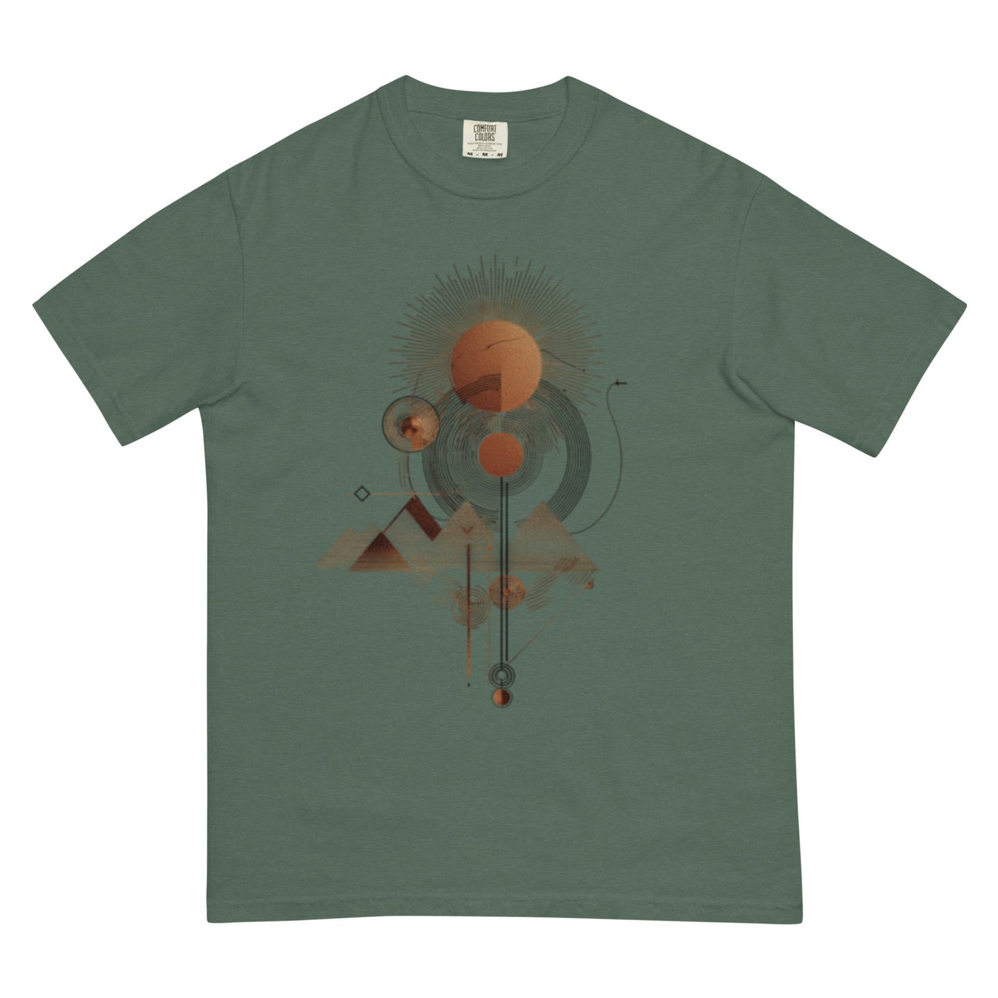 drop1 earth harmonic geometry t-shirt flatlay front view minimal design