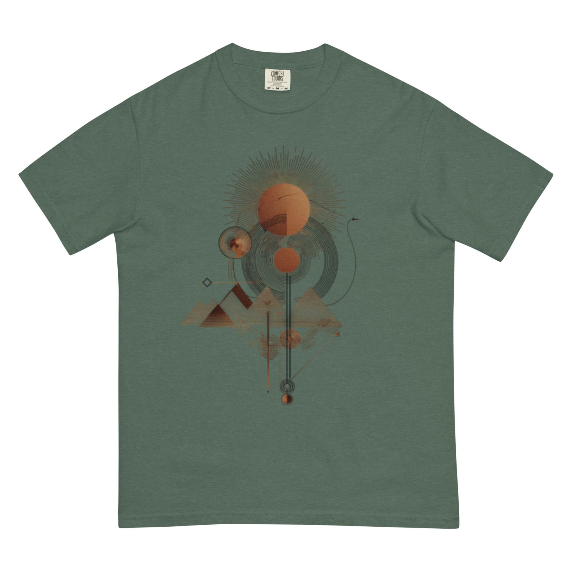 drop1 earth harmonic geometry t-shirt flatlay front view minimal design