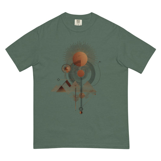 drop1 earth harmonic geometry t-shirt flatlay front view minimal design