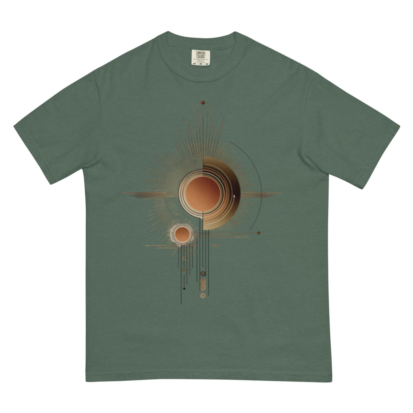 drop1 earth harmonic geometry t-shirt flatlay front view minimal design