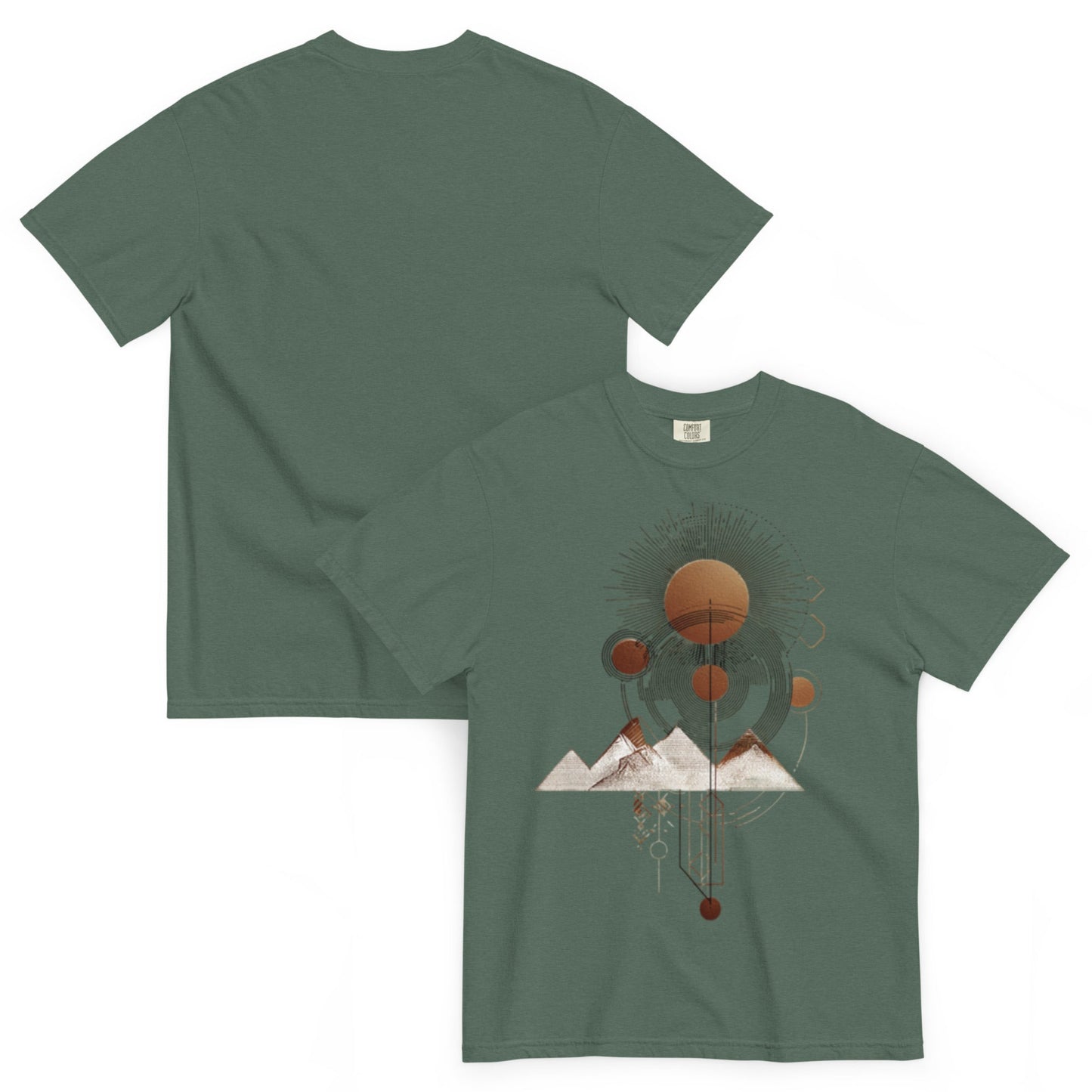 drop1 earth artwear t-shirt flatlay back side minimal geometric design
