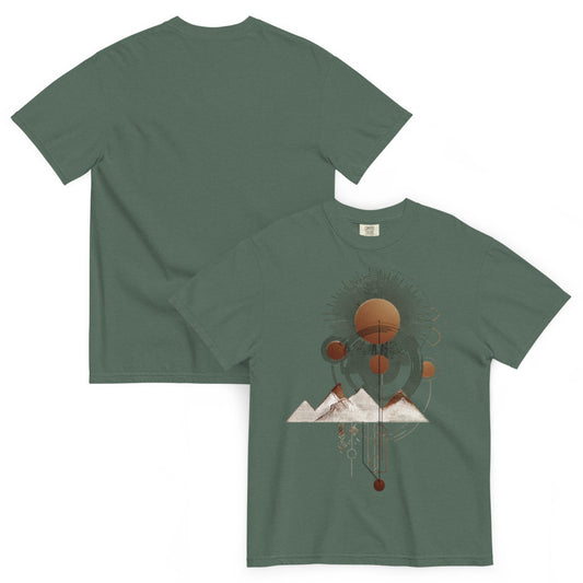 drop1 earth artwear t-shirt flatlay back side minimal geometric design