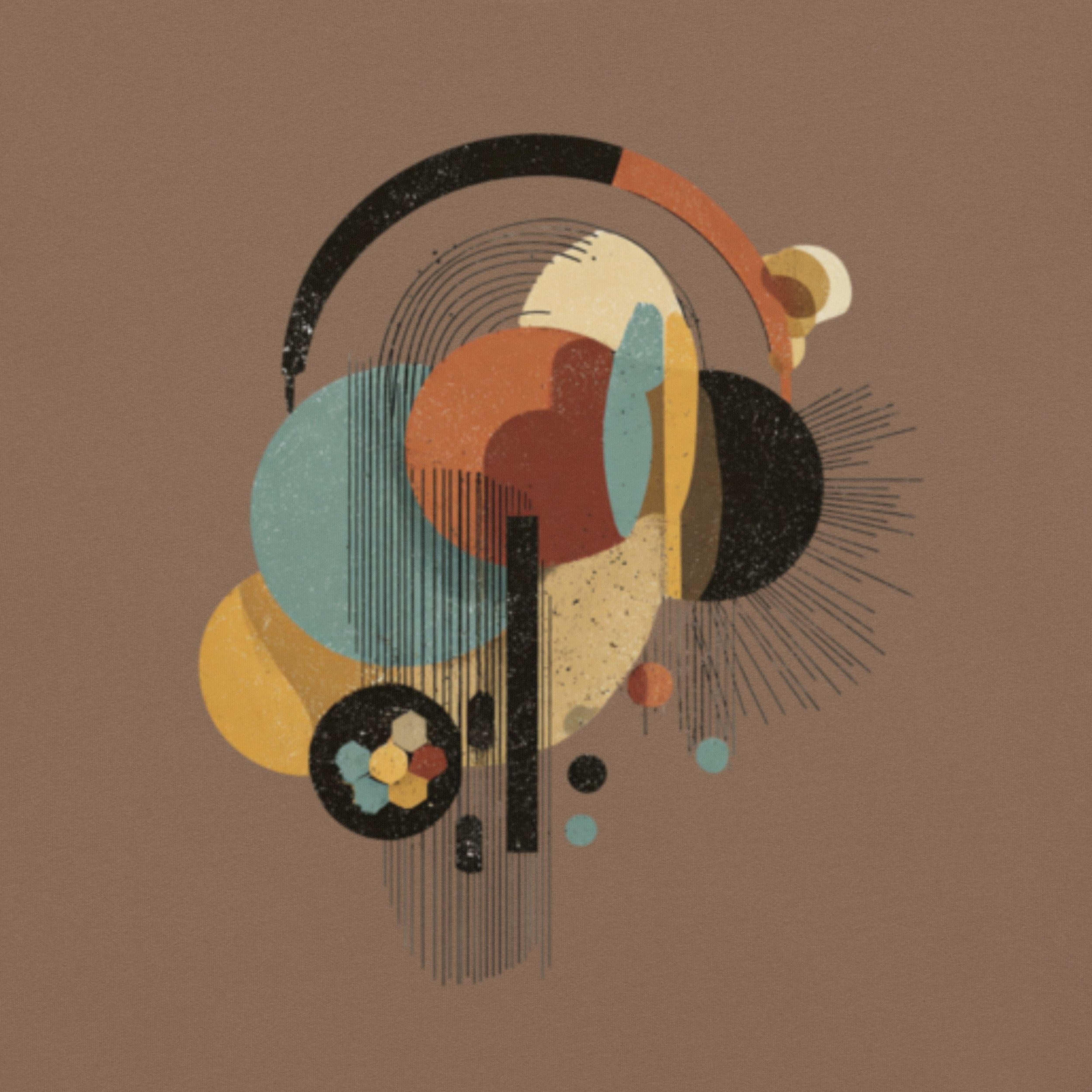 close-up of DROP1 EARTH organic geometry t-shirt fabric texture and print detail.inspired by the harmony between nature and geometry.