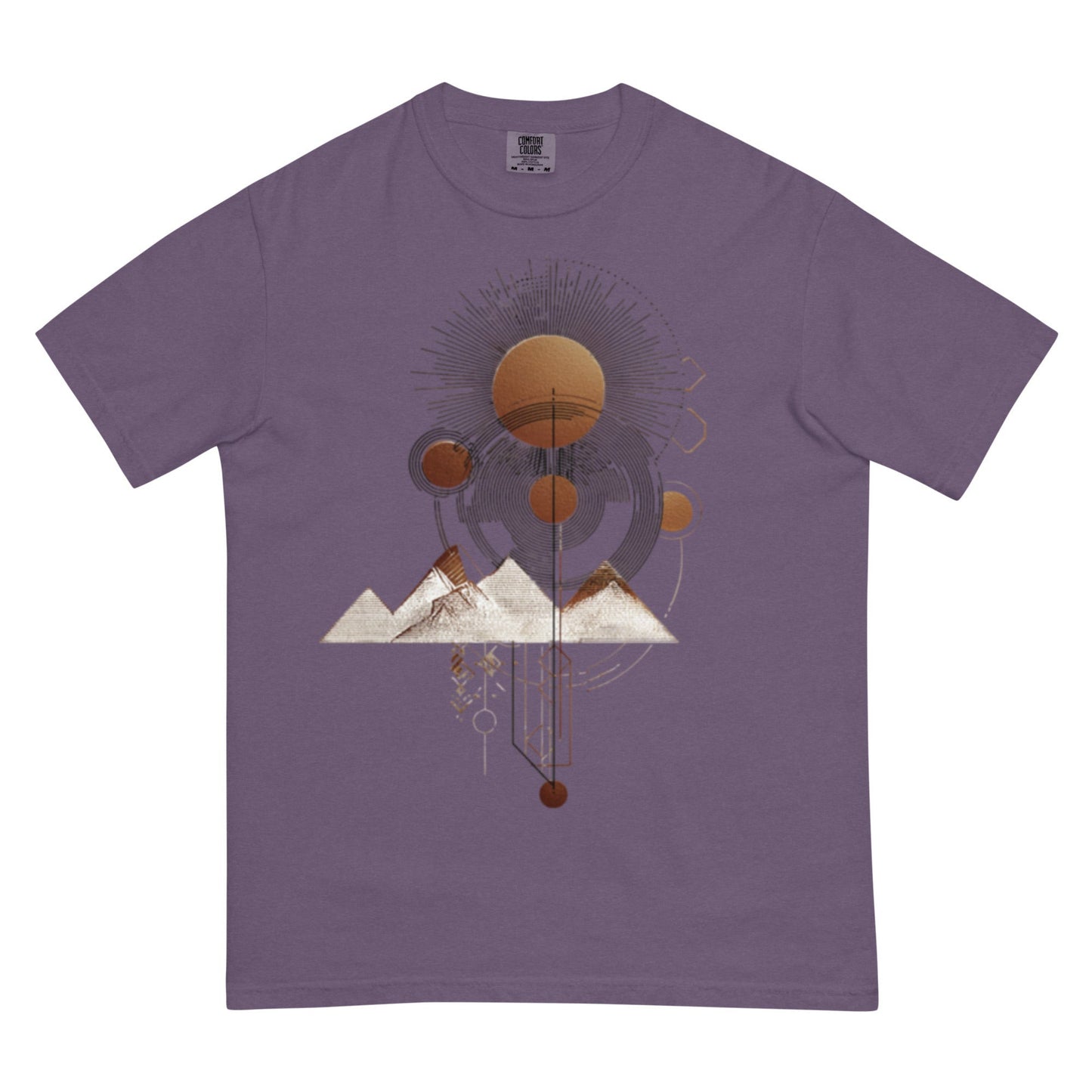 drop1 earth harmonic elemental organic geometry t-shirt flatlay front view