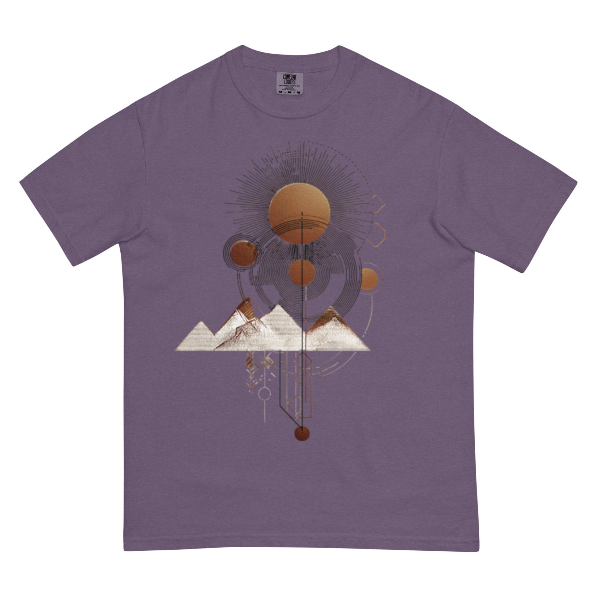 drop1 earth harmonic elemental organic geometry t-shirt flatlay front view