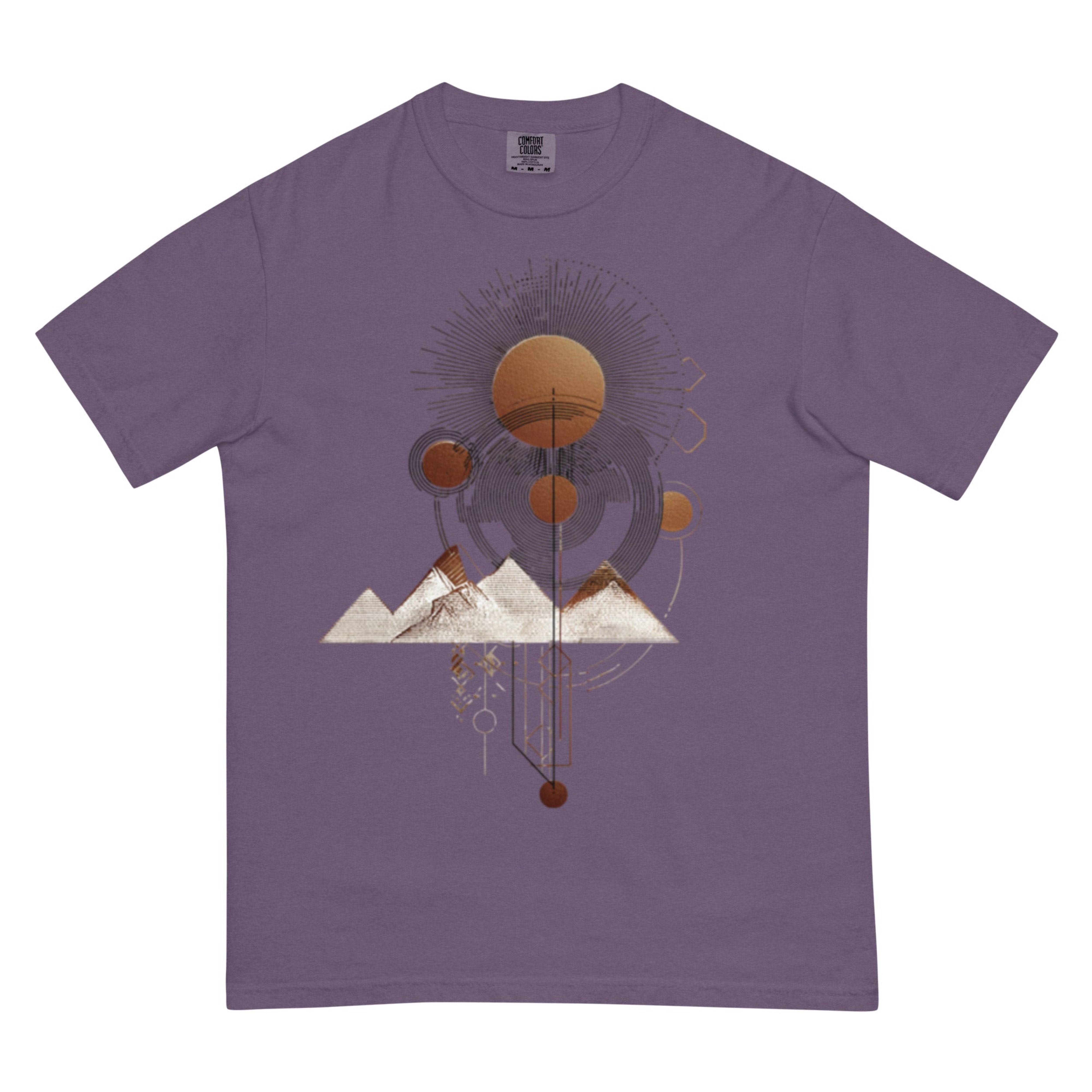 DROP1 EARTH harmonic elemental organic geometry t-shirt flatlay front view