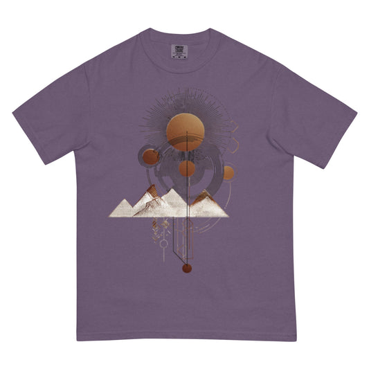 drop1 earth harmonic elemental organic geometry t-shirt flatlay front view