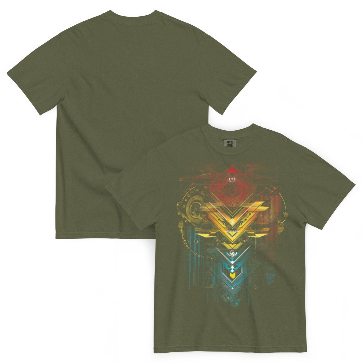 drop1 earth artwear t-shirt flatlay back side organic geometry pattern