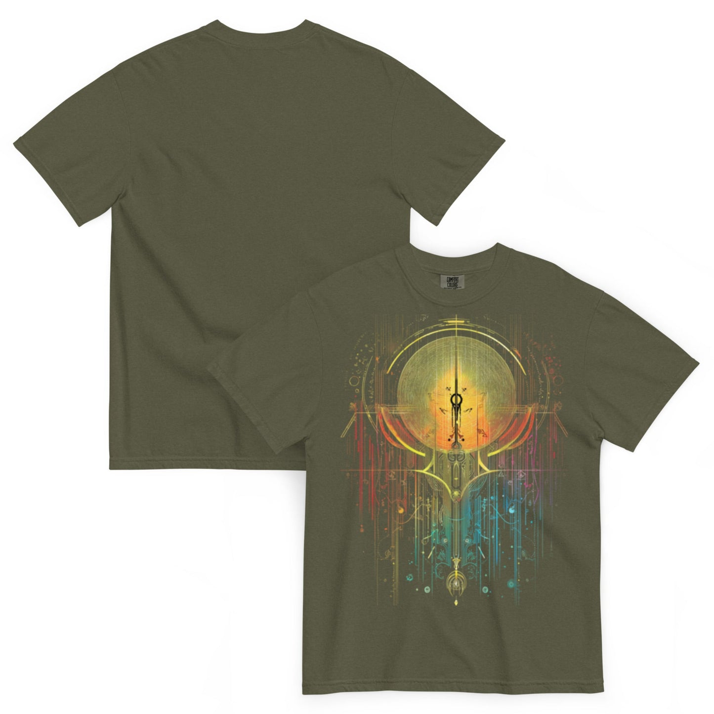 drop1 earth artwear t-shirt flatlay back side organic geometry pattern