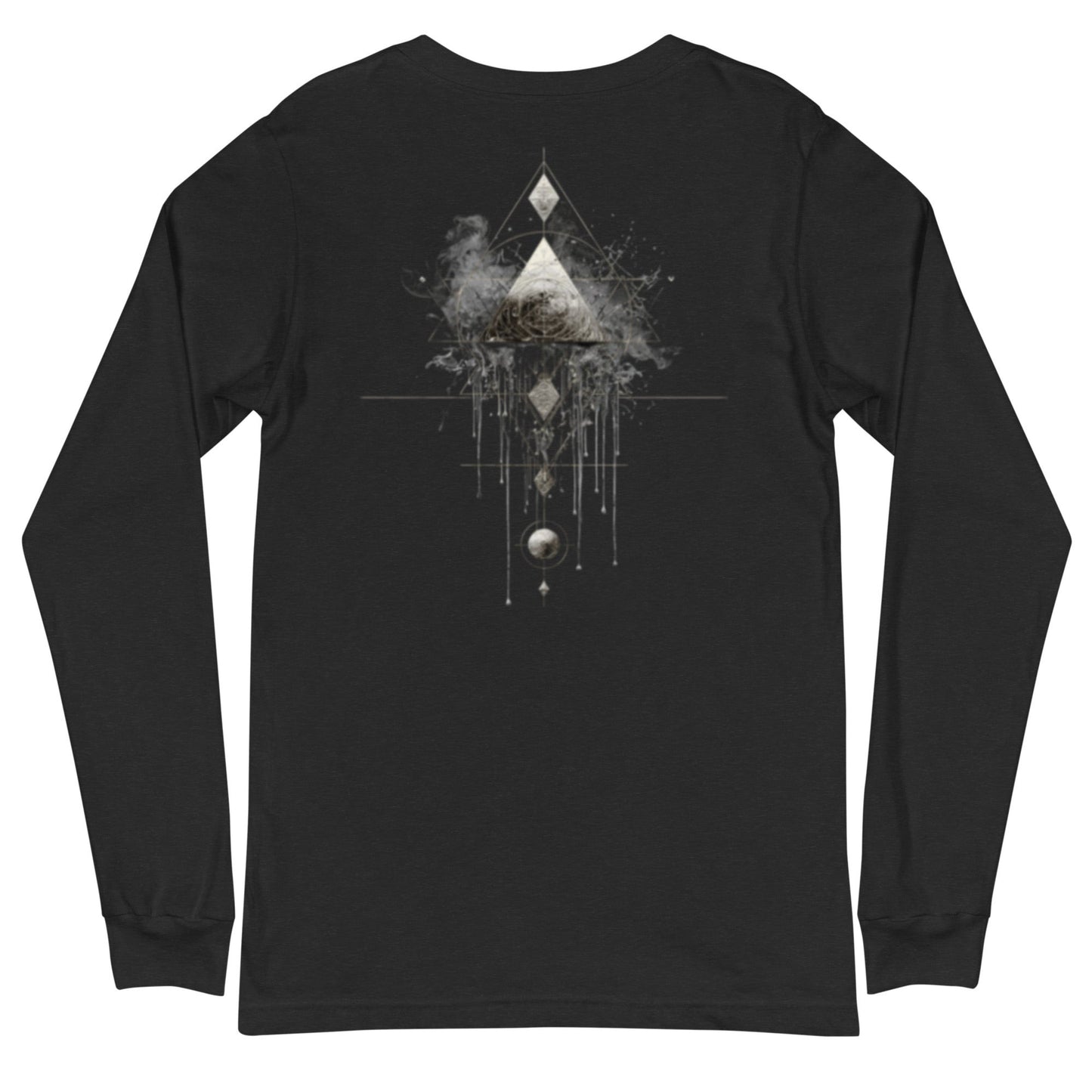 Product Black long sleeve T-shirt with white geometric abstract print – DROP1 limited edition　one of one