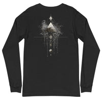 Product Black long sleeve T-shirt with white geometric abstract print – DROP1 limited edition　one of one