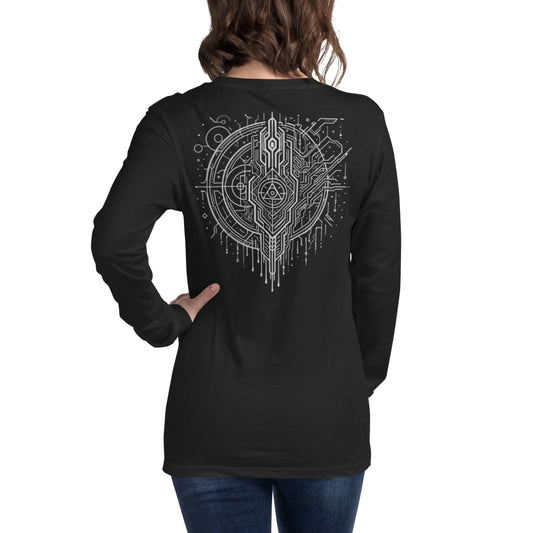Back view of minimalist black T-shirt, plain design with streetwear fit
