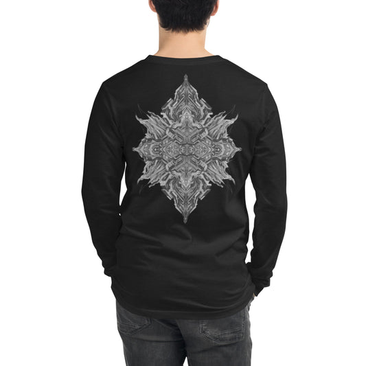 Back view of plain black T-shirt with minimal streetwear fit
