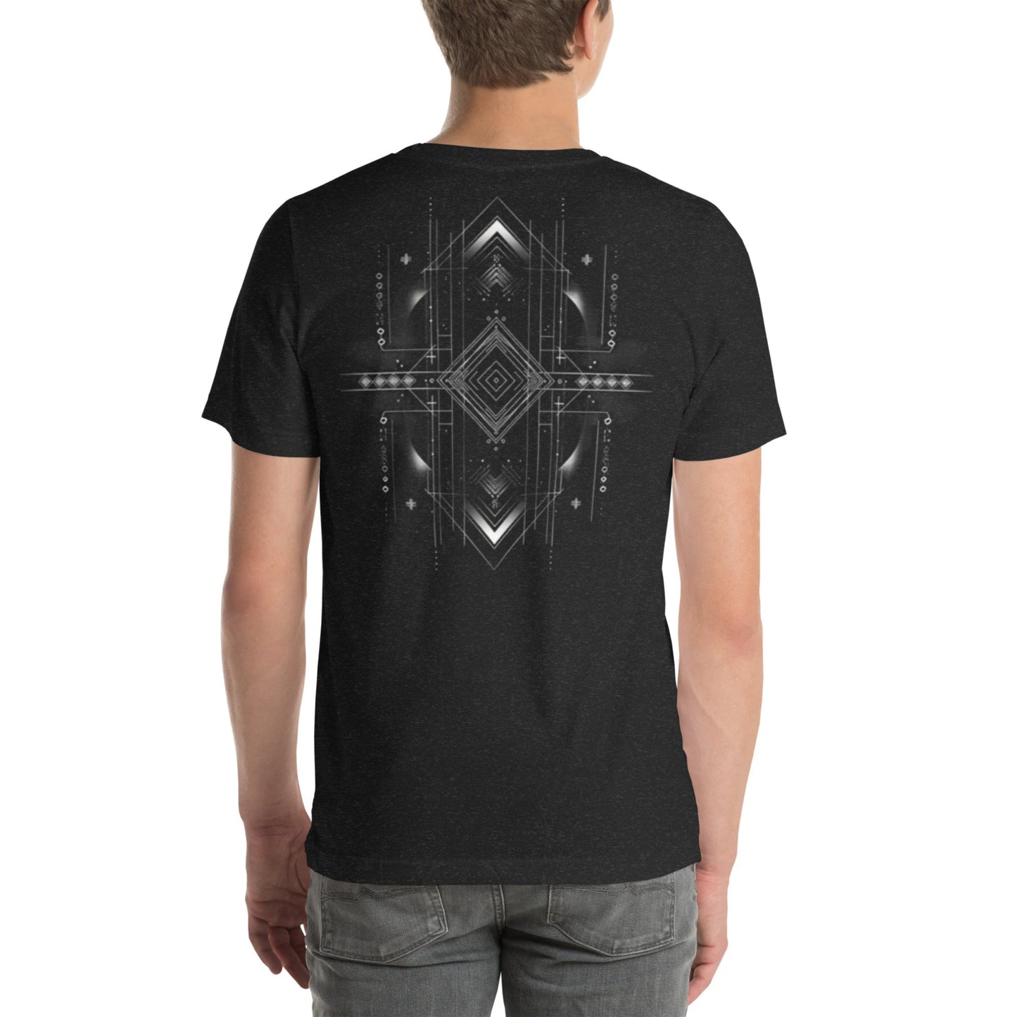 Back view of plain black T-shirt with minimal streetwear fit
