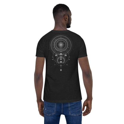 Back view of plain black T-shirt with minimal streetwear fit
